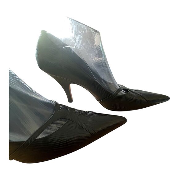 VOZ EUC Women’s BLACK Pumps Faux Snakeskin Size 9M Career Work Luxury Mature - Picture 6 of 11